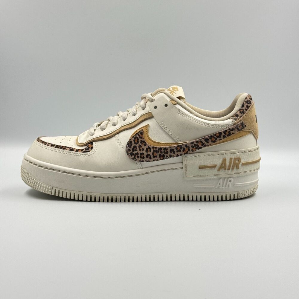 Nike Womens 8 White Sail Air Force 1 Shadow Leopard Print CI0919-120 AF1